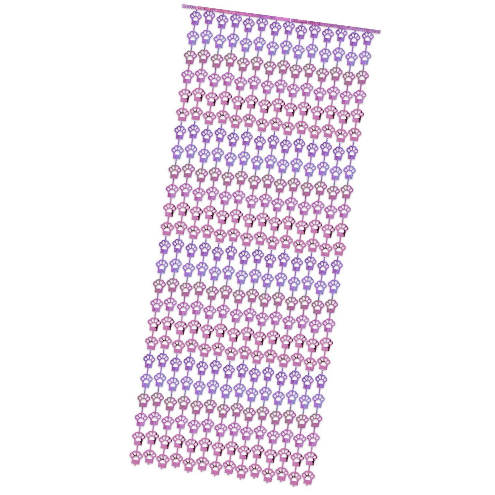 Cat Dog Paw Metallic Tinsel Foil Fringe Curtain 3.28x6.56ft Pet Party Decoration Theme Birthday Party Wedding