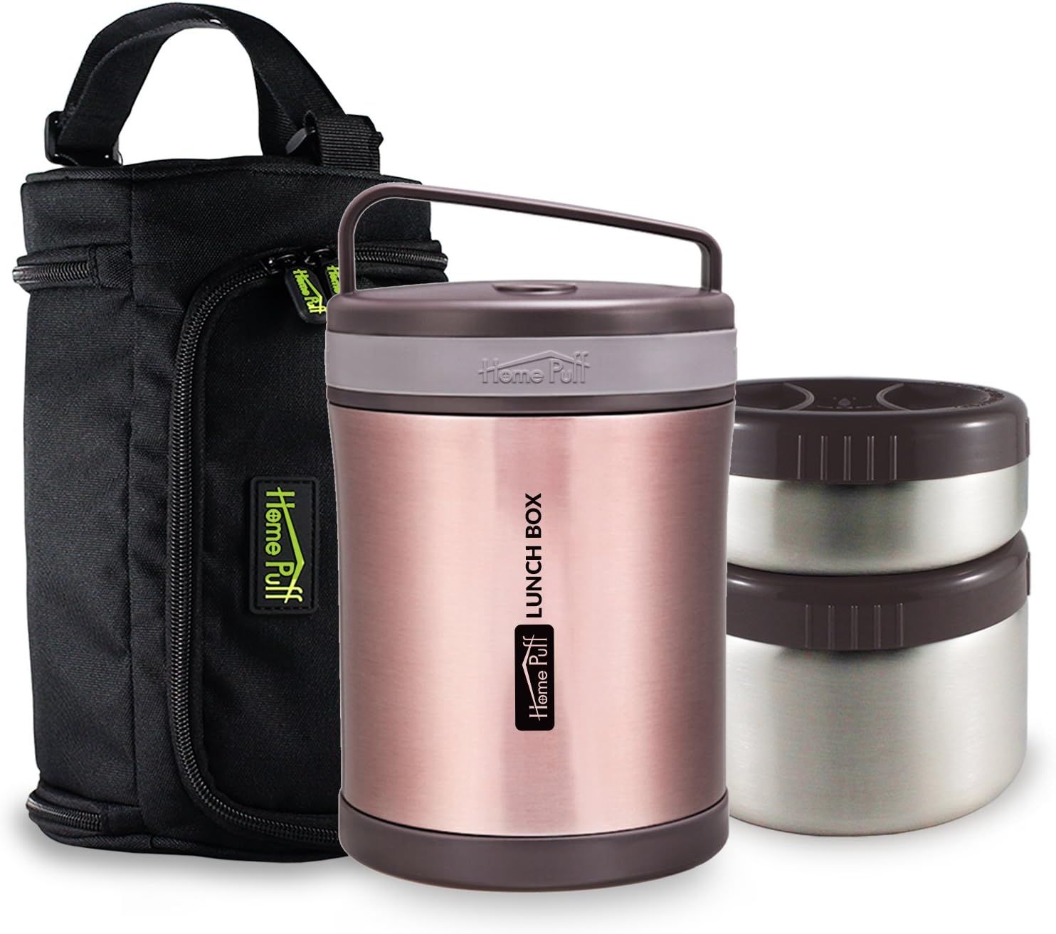 Home Puff Double Wall Vacuum Stainless Steel Insulated Lunch Box, 1.3 Liter, Rose Gold