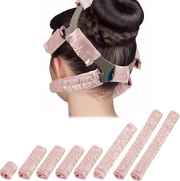 8 PCS Satin CPAP Mask Strap Covers, Comfortable CPAP Strap Covers, Silky CPAP Mask Cushions to Fit Airfit f20 Headgear, Anti Wrinkle CPAP Hair Protector for Reducing Red Marks Pink