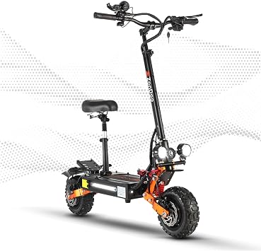 Electric Scooter Adults 53MPH Fast ZonDoo ZO01 Plus 6000W Dual Motors 60 Miles Long Range Offroad Tires Oil Hydraulic Brake Dual Suspensions All Terrain E Scooter with Seat & Damper