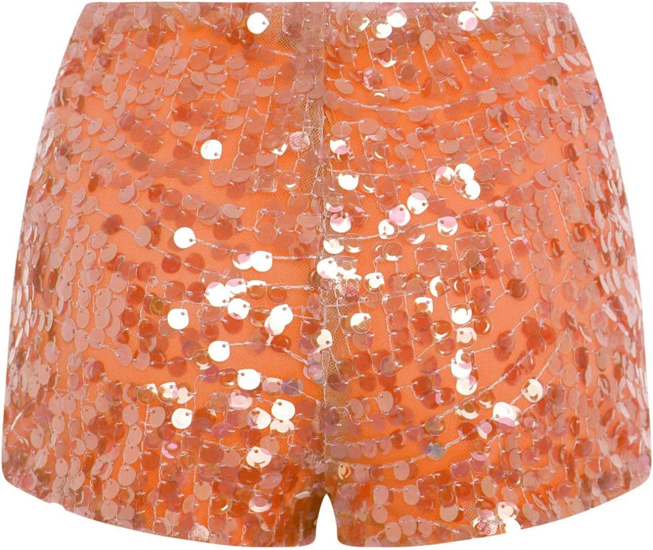 FEESHOW Womens Glittery Sequin Shorts High Elastic Low Waist for Night Out and Party Wear
