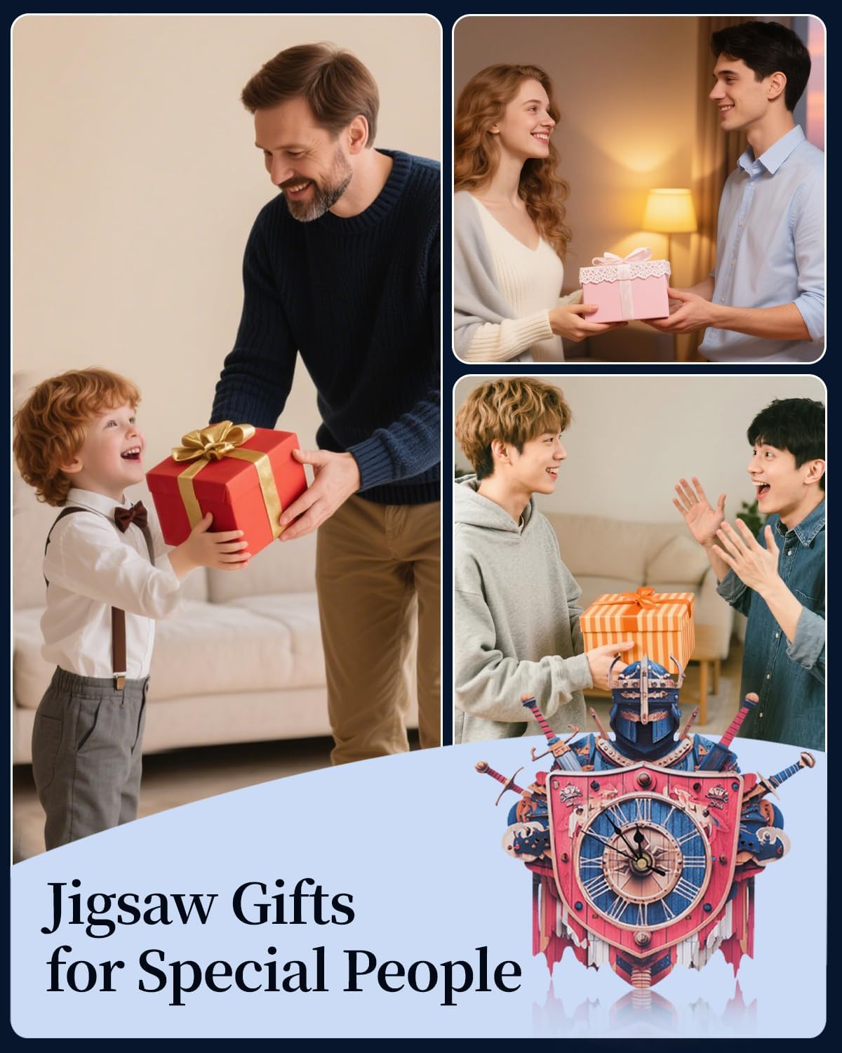 3D Wooden Puzzles for Adults, Knight Clock with Pendulum Model Kit, 3D Puzzles for Adults Room Home Decor DIY Wall Clock Kit, Holiday Birthday Christmas Day for Men Women Teens