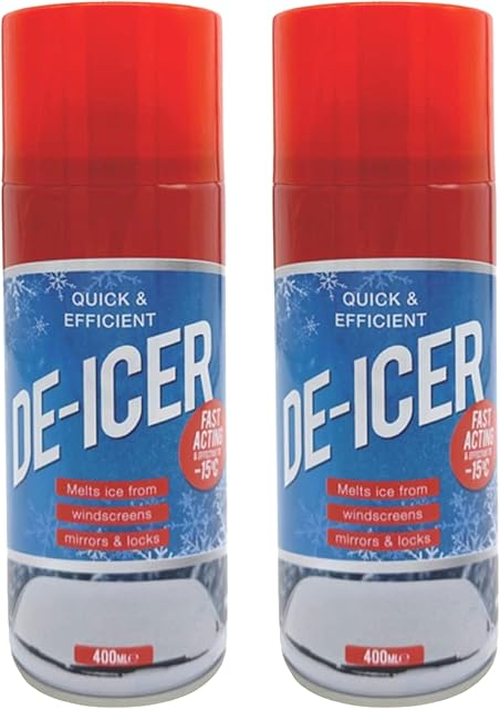 ZYBUX - De-icer Spray 2x 400ml For Car Windscreen - Fast Acting Melts Ice and Frost Quickly For Windows/Mirrors - Operates at -15°c and Prevents Re-Freezing