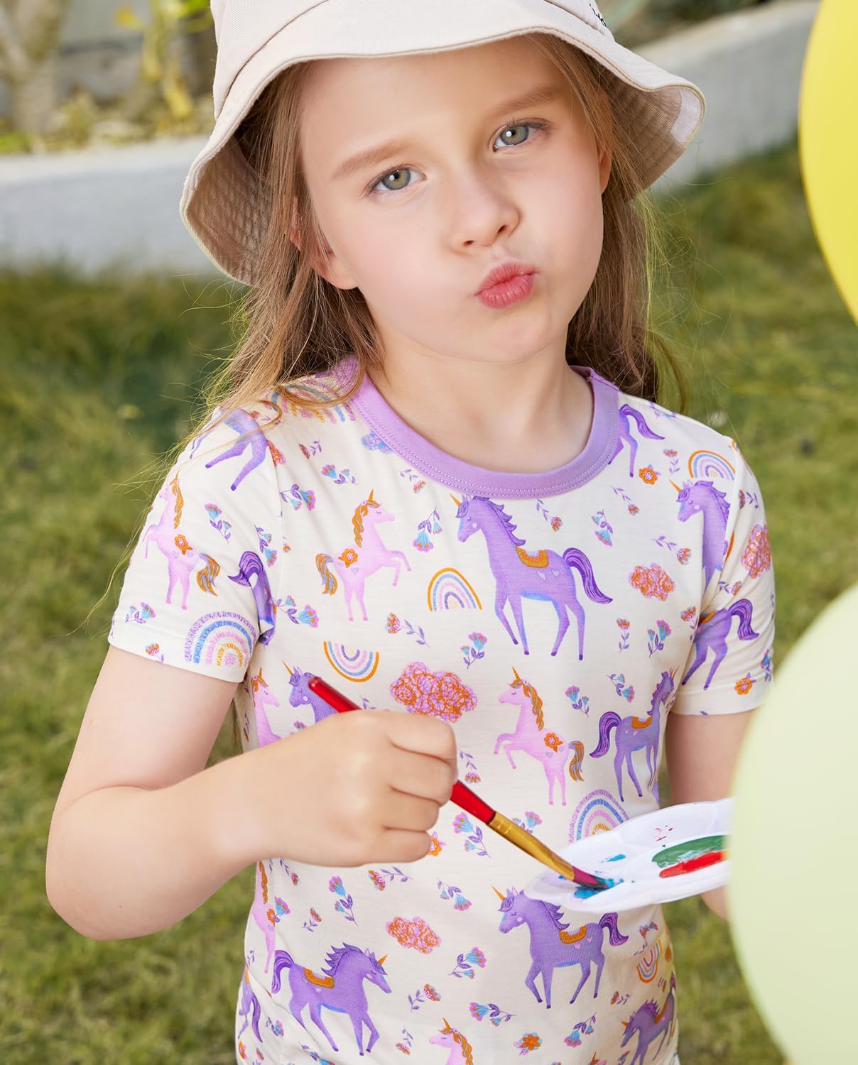 Bamboo Viscose Toddler Unicorn Mermaid Girls Kids Pajamas Short Sleeve Summer Cool Snug fit Pjs 12M-8Y 2pcs - Image 2