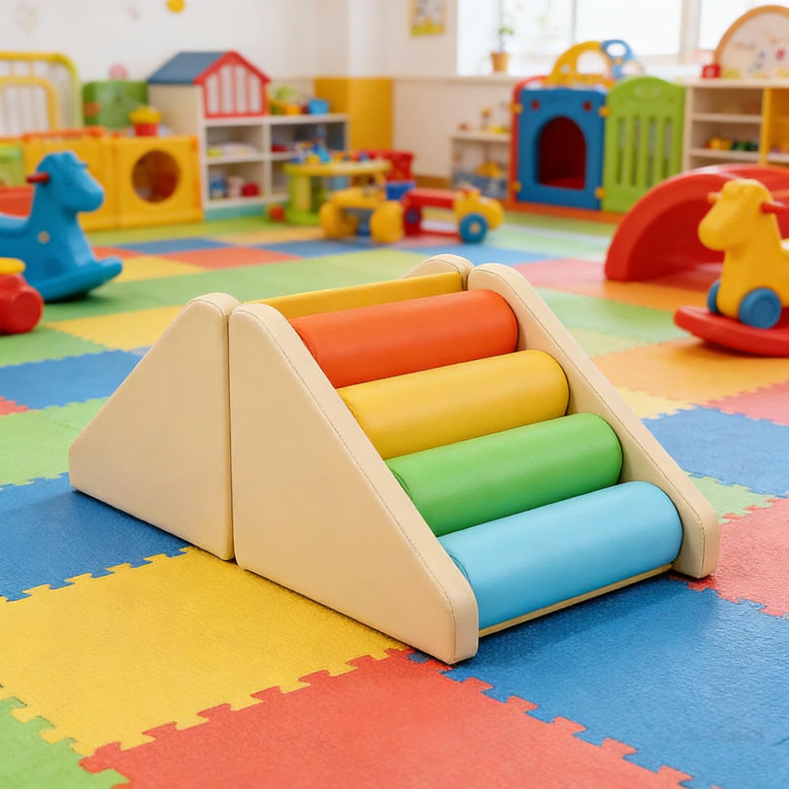 Set Softplay per Bambini da 2 Pezzi | giocattoli in morbida pelle pu per bambini piccoli, giochi di arrampicata e gattonamento per bambini schiuma da interni per a
