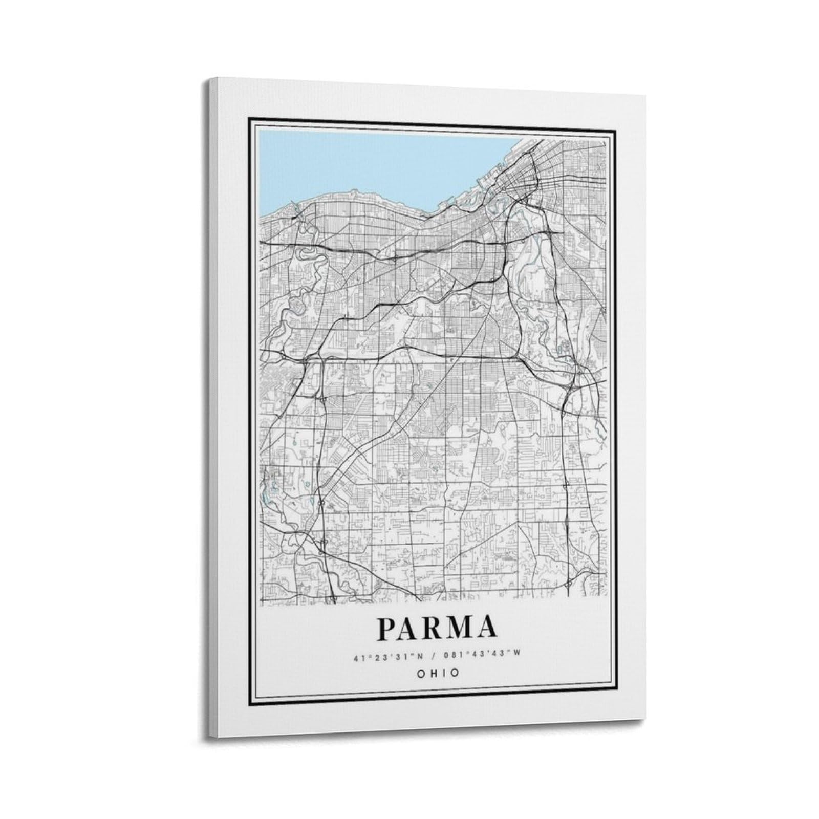 xiaoxiaoshen Parma Ohio Map Canvas Poster Wall Art Prints Room Aesthetic Murals Bedroom And Living Decorations 20x30inch(50x75cm)