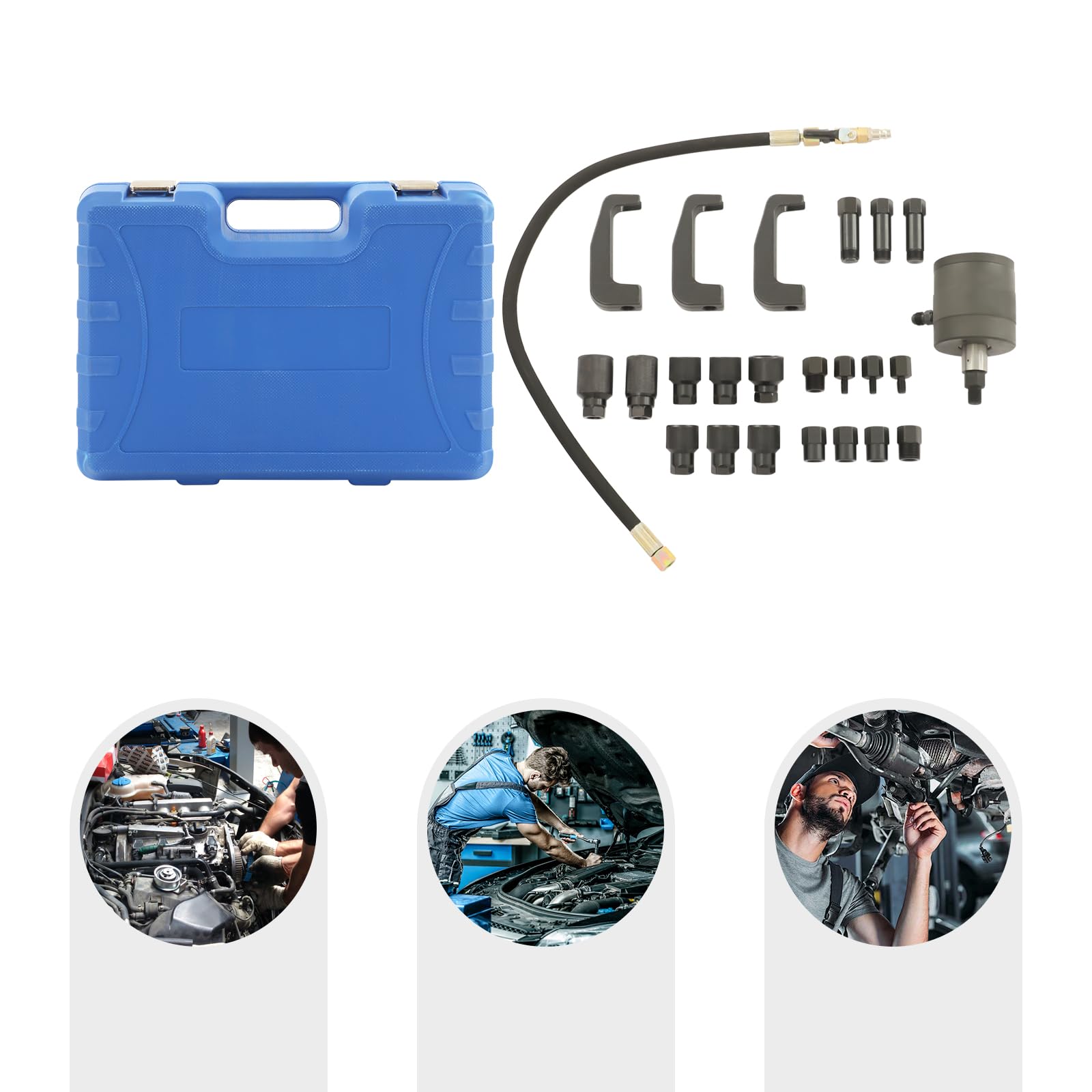 Estrattore iniettori diesel, 24 pezzi, blu, set pneumatico con martello pneumatico, per officina