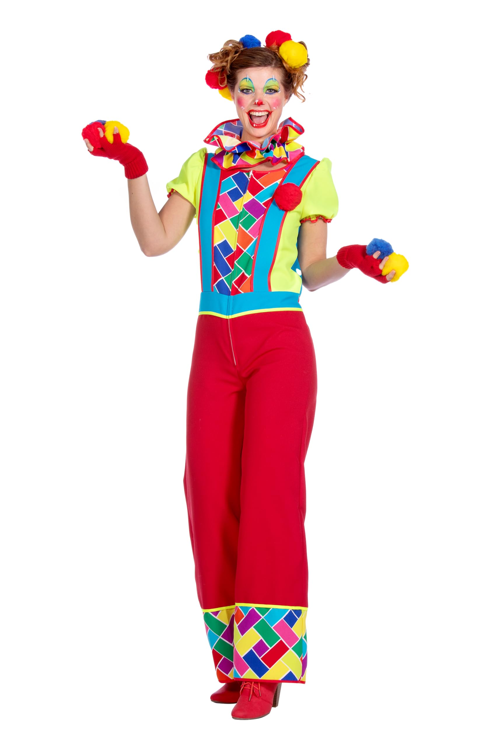 WILBERS & WILBERS 4811 - Kostüm Clown für Damen, zweiteilig, Jumpsuit, Erwachsenenkostüm für Karneval