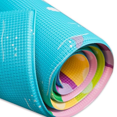 Vista 92 de Baby Care - Alfombra de juego (grande, diseño juguetón, Pinko & Friend) de 82 x 55 pulgadas, original de una pieza, reversible, enrollable, Juguetón