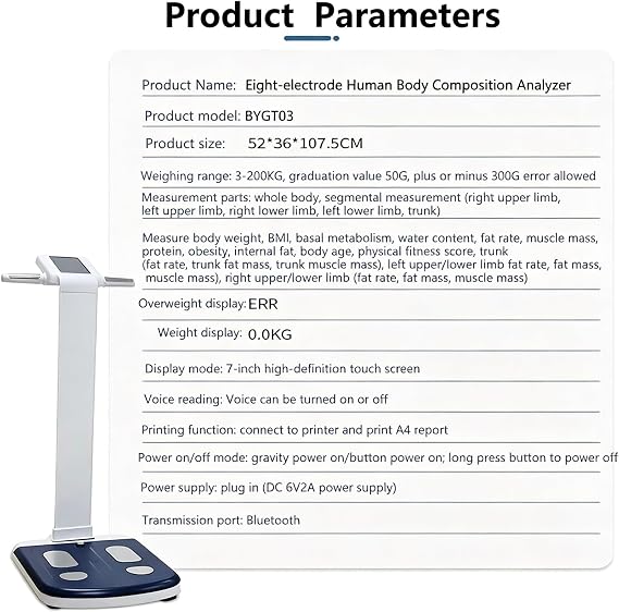 Smart Full Body Composition Analyzer Scale Full Body Digital Scale, BMI Measurement Tool, Body Fat Analyzer, Muscle Mass Inbody Scale for Fitness Studios