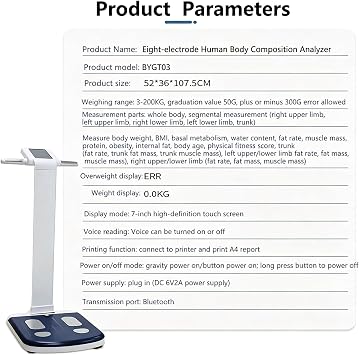 Smart Full Body Composition Analyzer Scale Full Body Digital Scale, BMI Measurement Tool, Body Fat Analyzer, Muscle Mass Inbody Scale for Fitness Studios