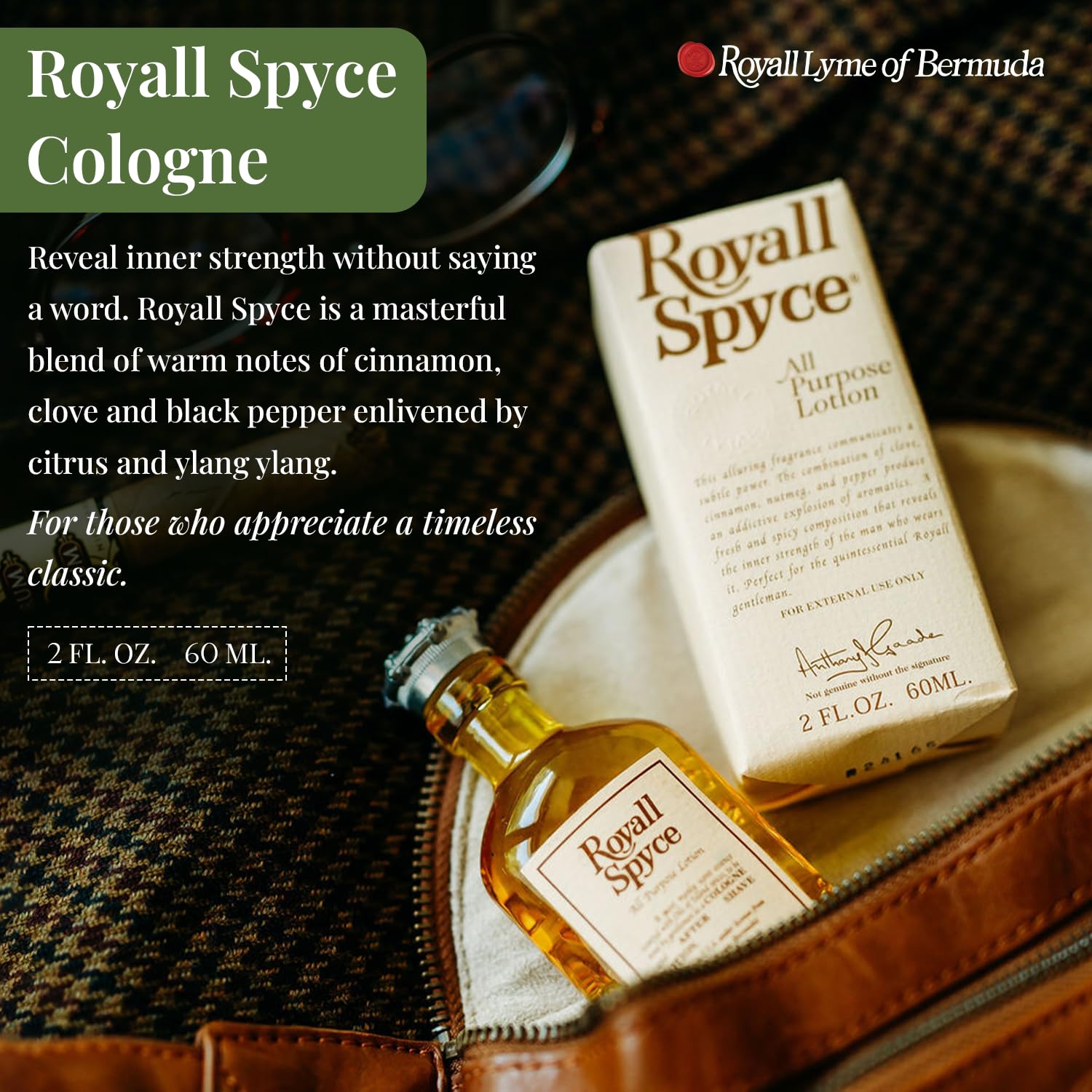 ROYALL SPYCE, Men's Heritage Cologne, Warm Spiced Fragrance – 2 oz Splash