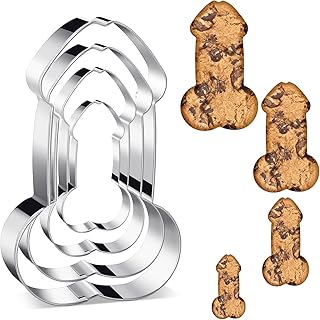 Prasacco 4 Pieces Stainless Steel Cookie Cutter Set, Funny Cookie Cutters, Creative Cookie Cutters, Biscuits Molds Metal M...