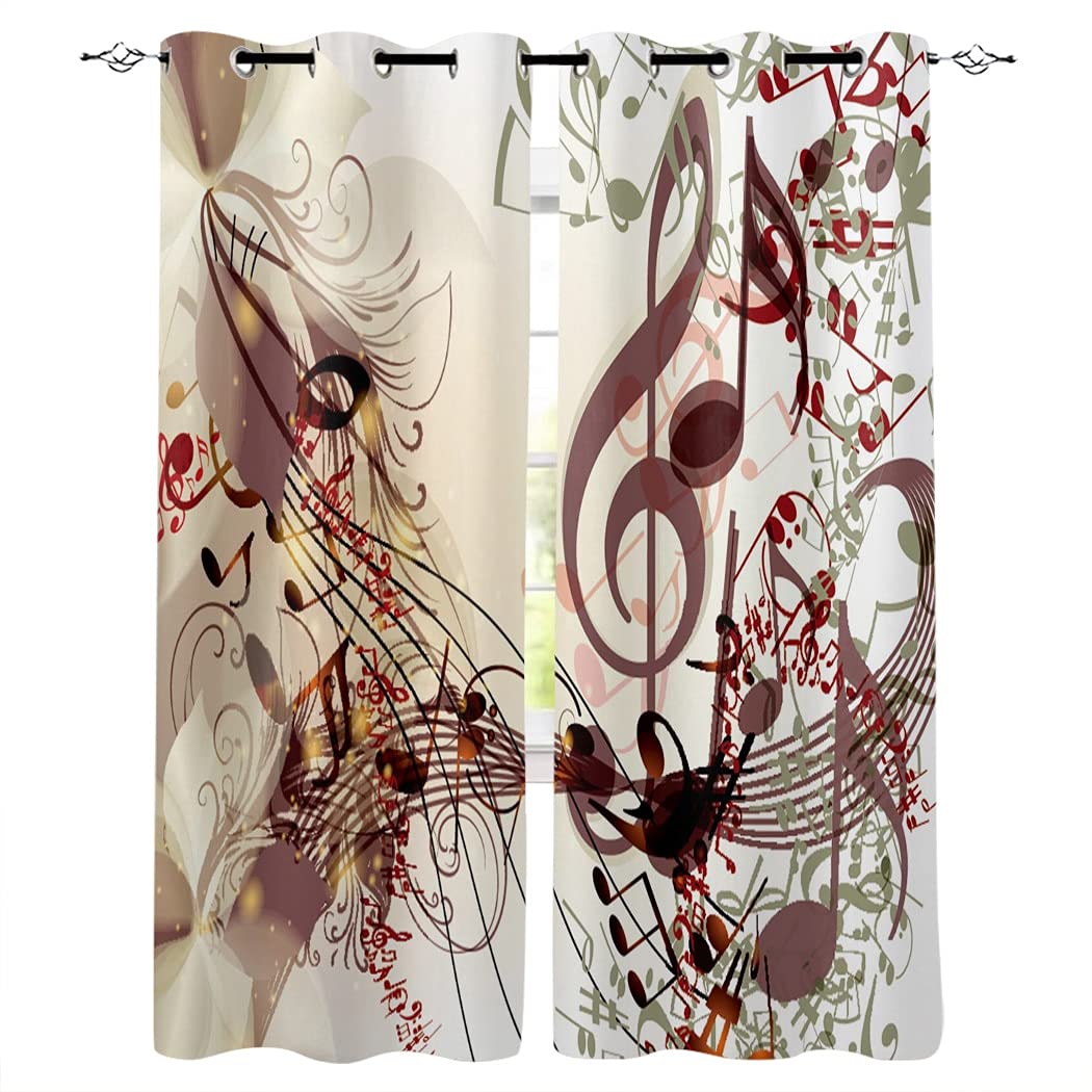 3D Thermal Insulated Curtain Artistic Note Octave Blackout 3D Printed Curtain Thermal Insulated Eyelet Window Drapes For Girls Bedroom Energy Saving Noise Reduce Living Room Curtain 300(W)X280( H) Cm