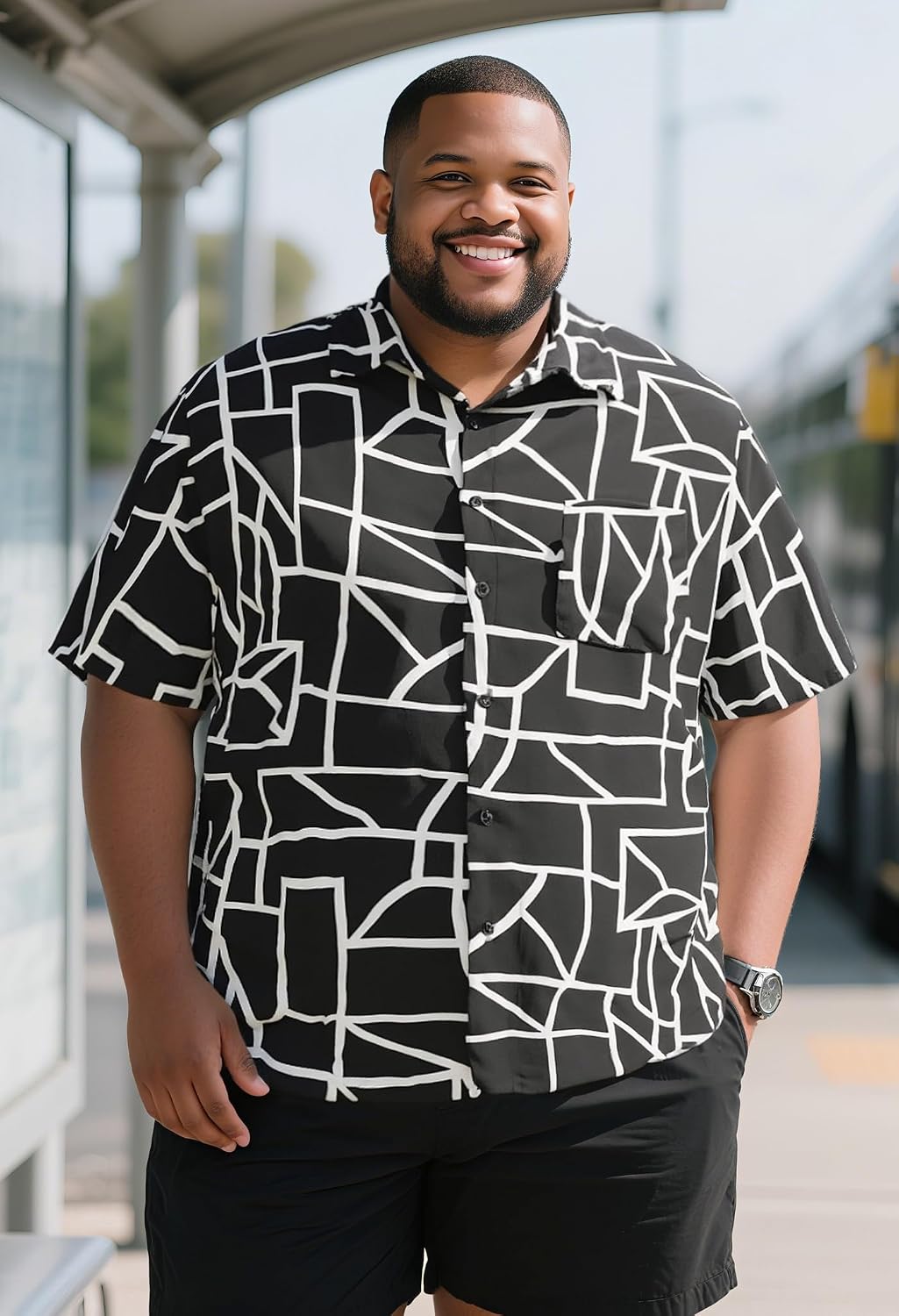 Button Down Shirt Men Causal Big and Tall Shirts for Men Short Sleeve Button up Summer Beach Work Shirts Plus Size