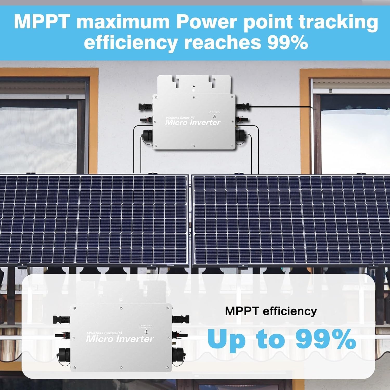 Jadeshay Micro-onduleur, 600W Onduleur Solaire Convertisseurs Connectés au Réseau Micro Onduleur Solaire MPPT WiFi avec Système de Surveillance de Téléphone Portable