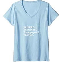 Women's Lipstick & Diamonds & Champagne & Hip Hop. V-Neck T-Shirt