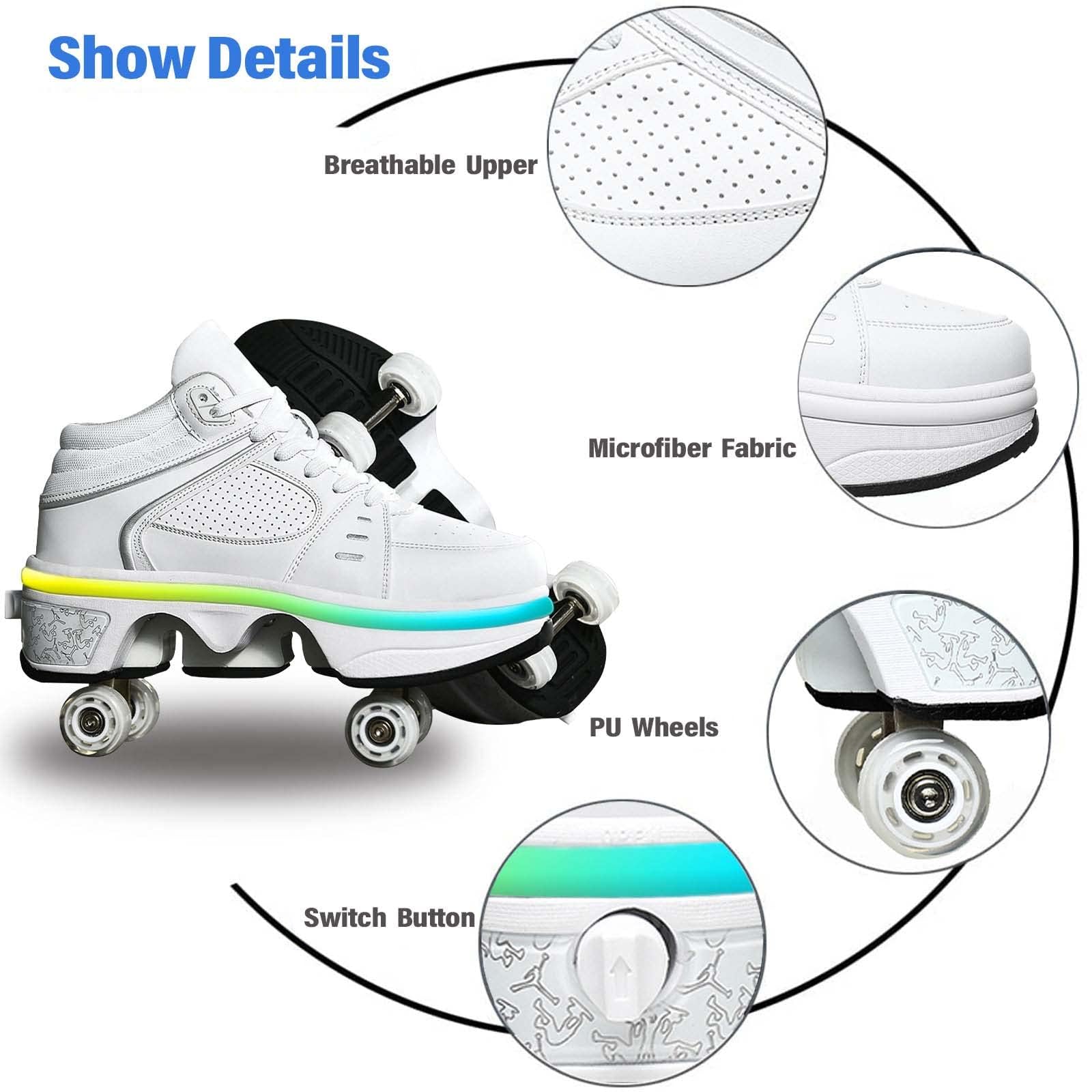 Schuhe Mit Rollen für Mädchen, Rollschuhe Damen Mit Einziehbaren Rädern,Roller Skate Shoes Als Weihnachts- und Geburtstagsgeschenke