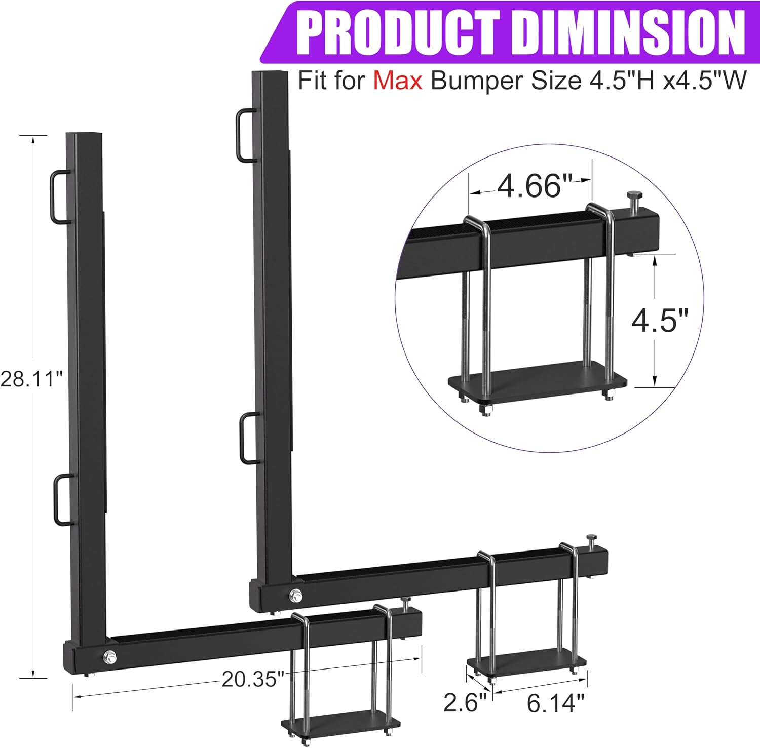 RV Tote Tank Carrier - Cantilevered Brackets of Metal, Heavy Duty Steel RV Bumper Rack, Waste Tank Holder for Bumpers up to 4.5", Compatible with 15-36 Gallon Tanks image 2