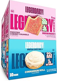 Legendary Foods 22 g Protein Pastry and Roll Bundle 18 Pack - Low Carb Meal Replacement Bar - Gluten Free Protien Snacks - Healthy Keto Snack Box - Low Sugar Energy Bars - Bariatric Diabetic Friendly