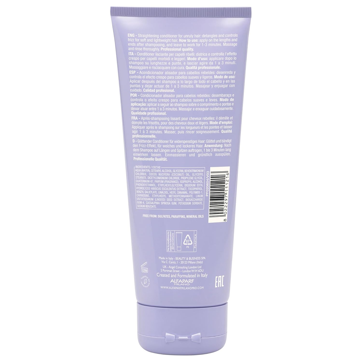 Alfaparf Milano Semi Di Lino Smooth Conditioner for Frizzy and Rebel Hair - All Soft Detangling Conditioner with Flax Seed for Humidity Control - Anti Frizz & Hair Straightening Treatment