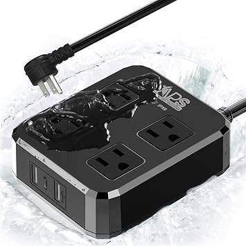 Outdoor Power Strip Weatherproof, Waterproof Power Strip with 4 Wide Outlets & 3 USB Ports, 6FT Extension Cord, Wall Mountable, Overload Protection for Patio Garden Christmas Lights, ETL Listed