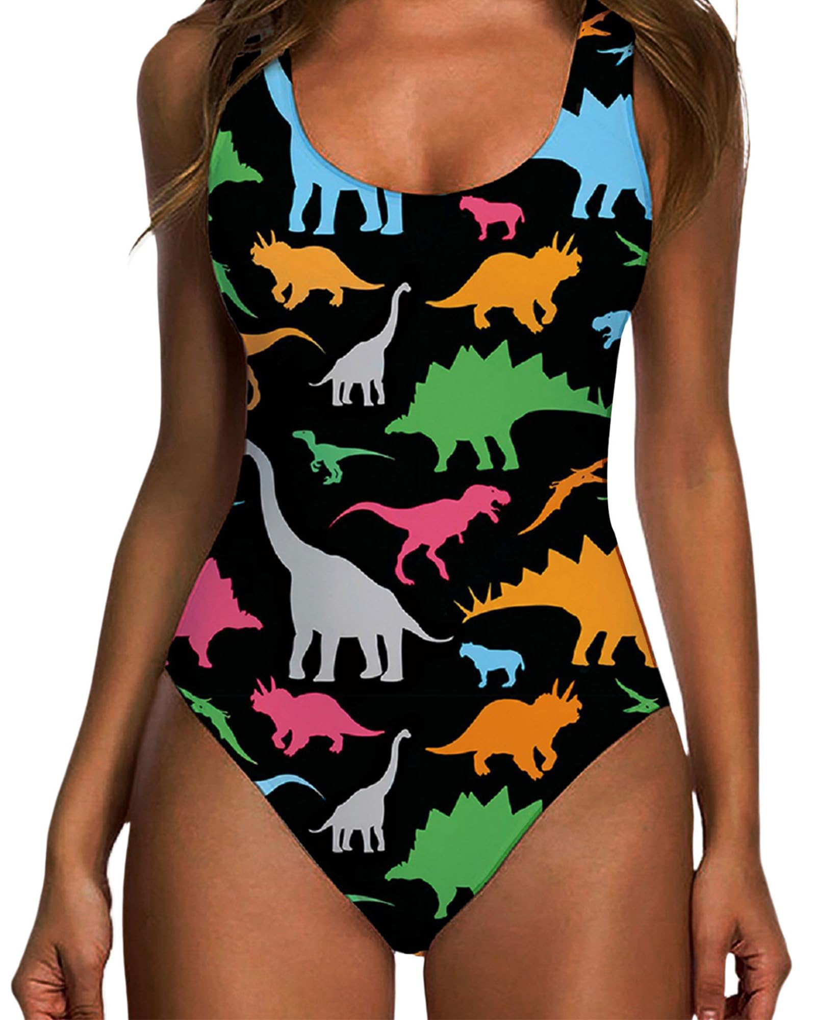 RAISEVERN Costume da bagno intero da donna, con stampa 3D