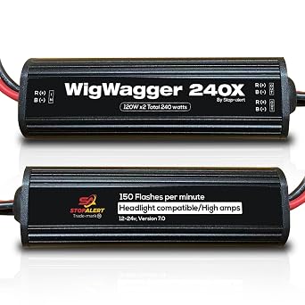 WigWagger 240 Headlight Wig Wag Alternating Flasher Electronic Relay LED Xenon Halogen HID Incandescent - Emergency Police Ambulance Trucks 10 AMP 240W 12-24V 150 FPM