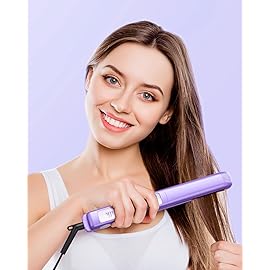 Wavytalk Pro Flat Iron Hair Straightener, 100% Pure Titanium Flat Iron for Easy Glide, Straightener and Curler for All Hairstyles, Dual Voltage (Purple)
