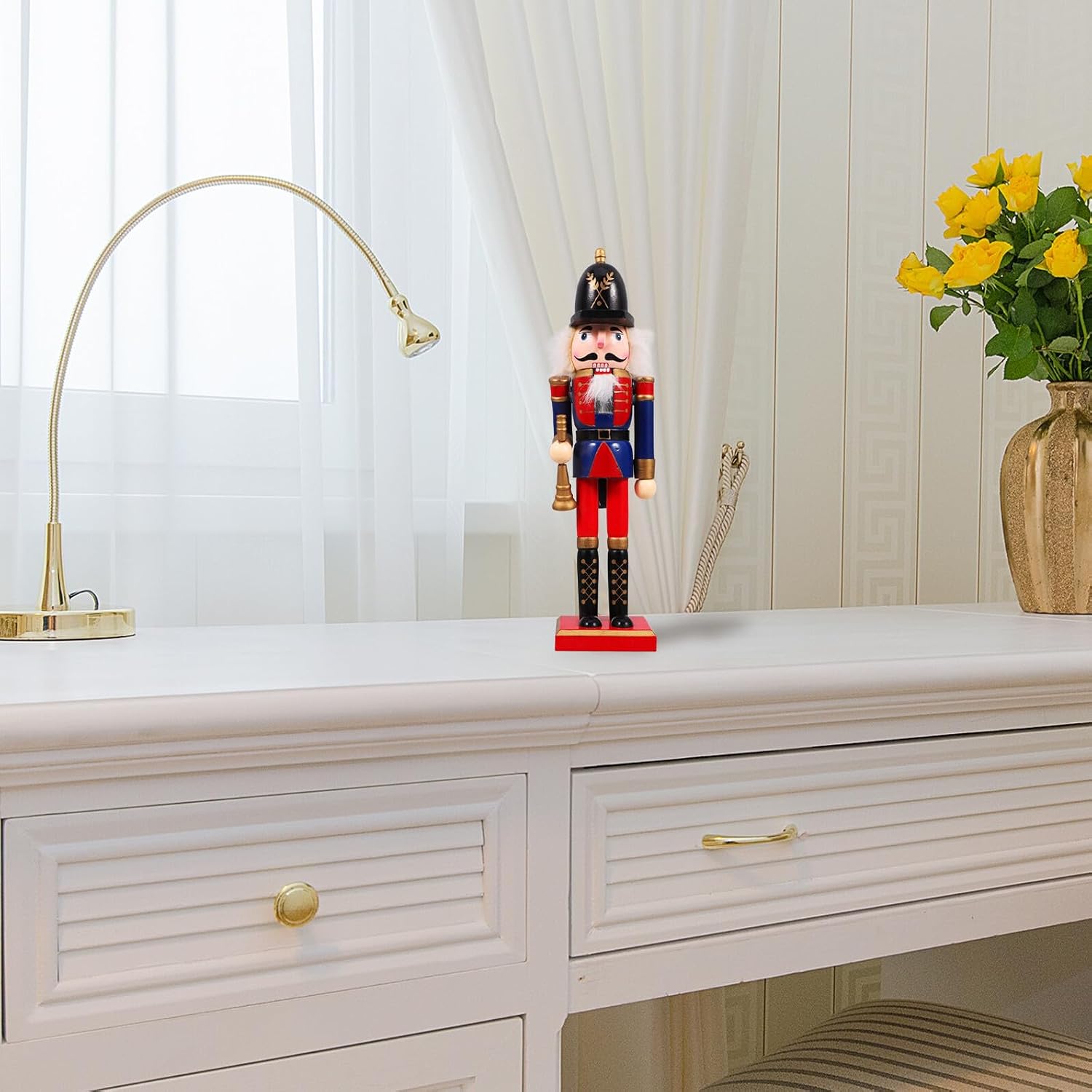 Luxshiny Wood Nutcracker Figurine Xmas Table Ornament Christmas Soldier Nutcracker Festive Home Décor for Holiday Display