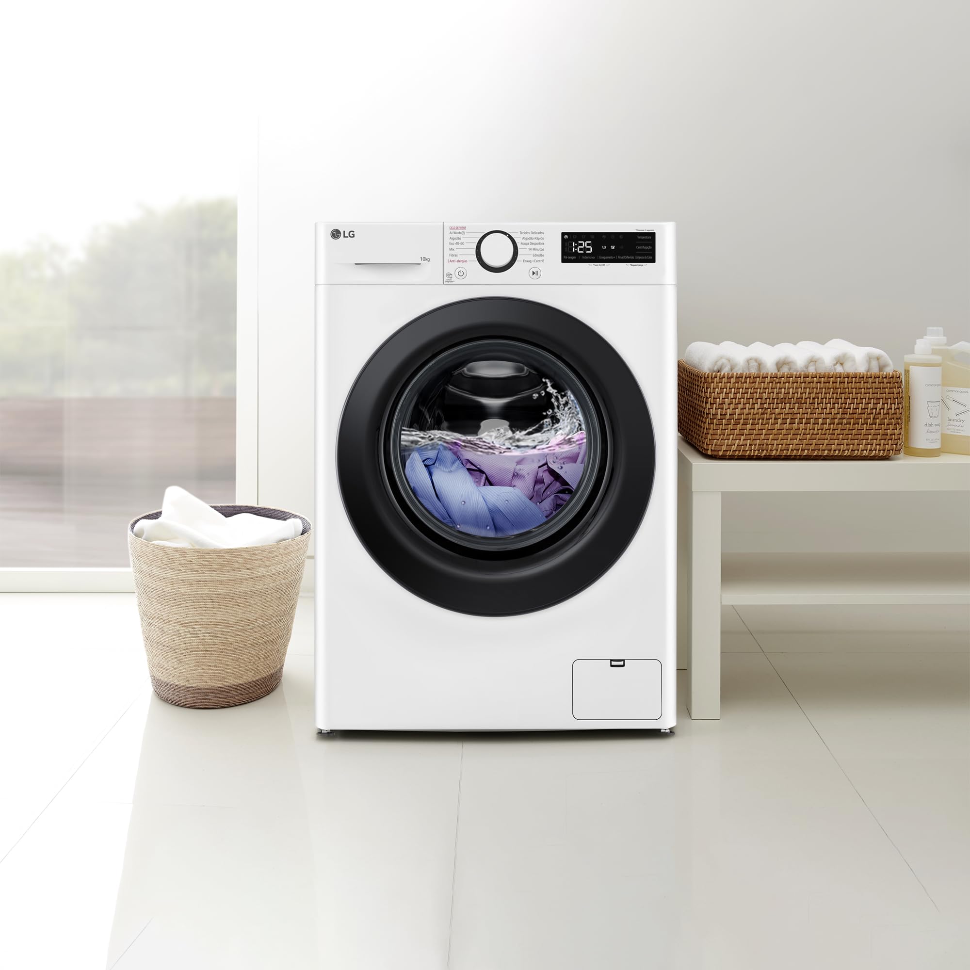 LG F4WR5010A6W - Lavadora Inteligente, 10kg, AI Direct Drive, 1400rpm, Vapor Steam, Clasificación A, Serie 500, Color Blanco