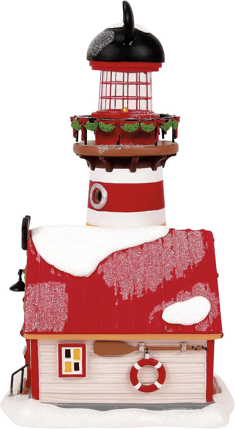 Department 56 Disney Village Mickey's Lighthouse Keeping a Watch for Santa Light Up Building, 10.24 Inch, Multicolor