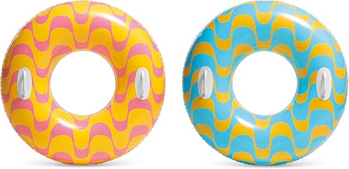 INTEX Tubo inflable 59256 Wavy Dreams asas de agarre resistentes, 36 pulgadas de diámetro, capacidad de peso de 132 libras, un tubo, el color puede