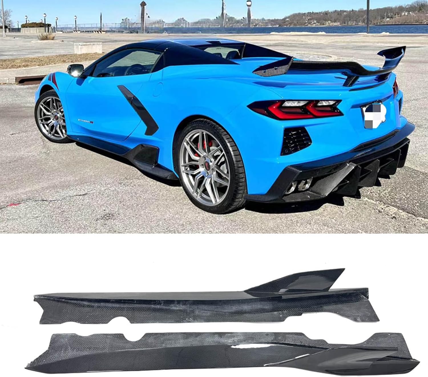 Dry Carbon Fiber AD Style Side Skirts Compatible with Corvette C8 2019-2023 Side Spoiler