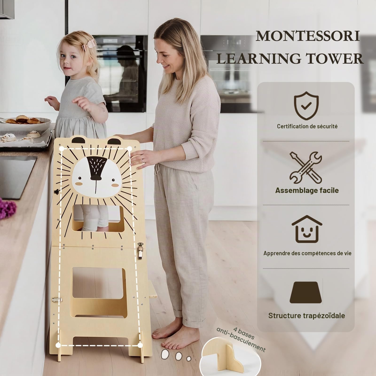 Labebe Tour d Observation Montessori 3 in 1 Grande Taille 1-3 Ans