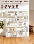 6 Bibliothèque géométrique en forme de S avec LED Lumière, toucher & Télécommande, grand plateau d'affichage autonome, armoire de rangement industrielle pour salon, chambre, bureau(blanc)