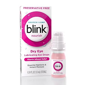 Blink Nourish Preservative-Free Lubricating Eye Drops with Glycerin for Instant Hydration Vitamin Infused Relief Replenishes and Refreshes Eyes