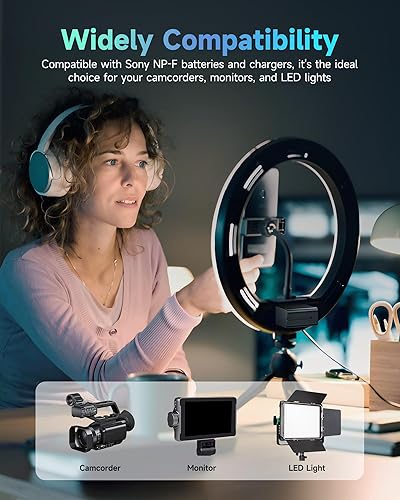 Miniatura 2 de FirstPower Paquete de 2 baterías NP-F970 y cargador dual USB para batería Sony NP-F970 F960 F950 F930 F750 F570 F550 F530 F330 y Sony Handycams