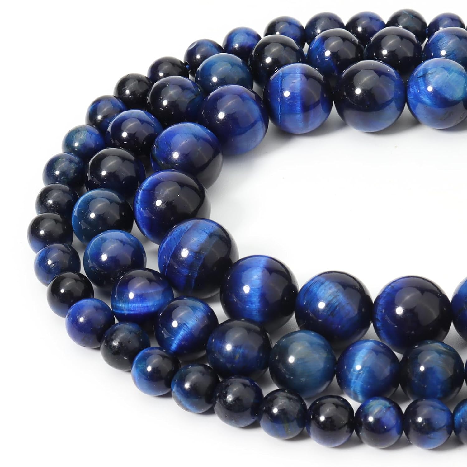 45pcs 8mm Natural Blue Tiger Eye Gemstone Beads Energy Healing Crystal Round Loose Stone Beads for Jewelry Making, DIY Bracelets Necklaces - Image 4