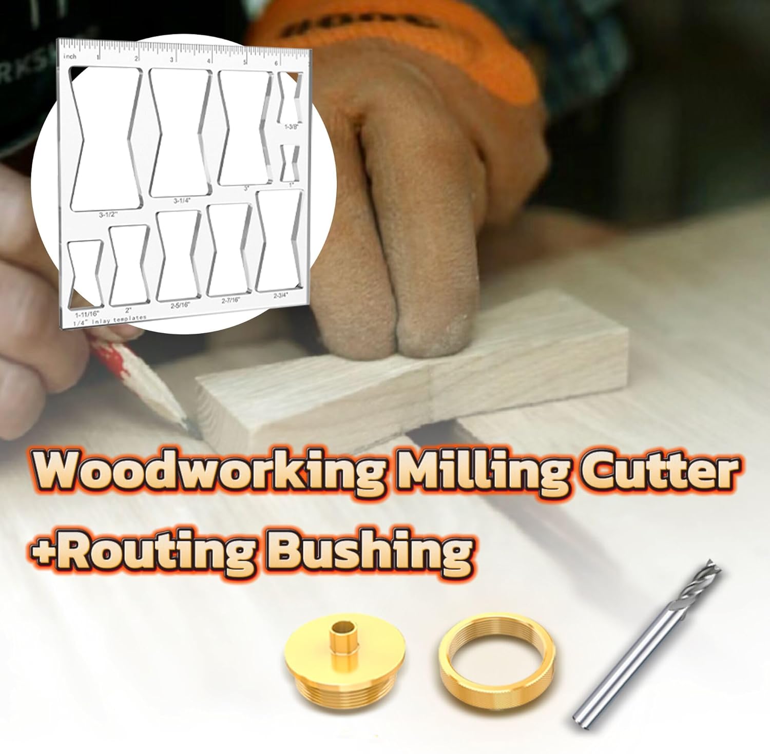 10 in 1 Woodworking Router Templates Set, Butterfly Bowtie Inlay Jig Template, Includes 1/4" Router Bushing Guide Liner, Nut and 1/4 Inch Router Bits for Wood DIY Craft Projects