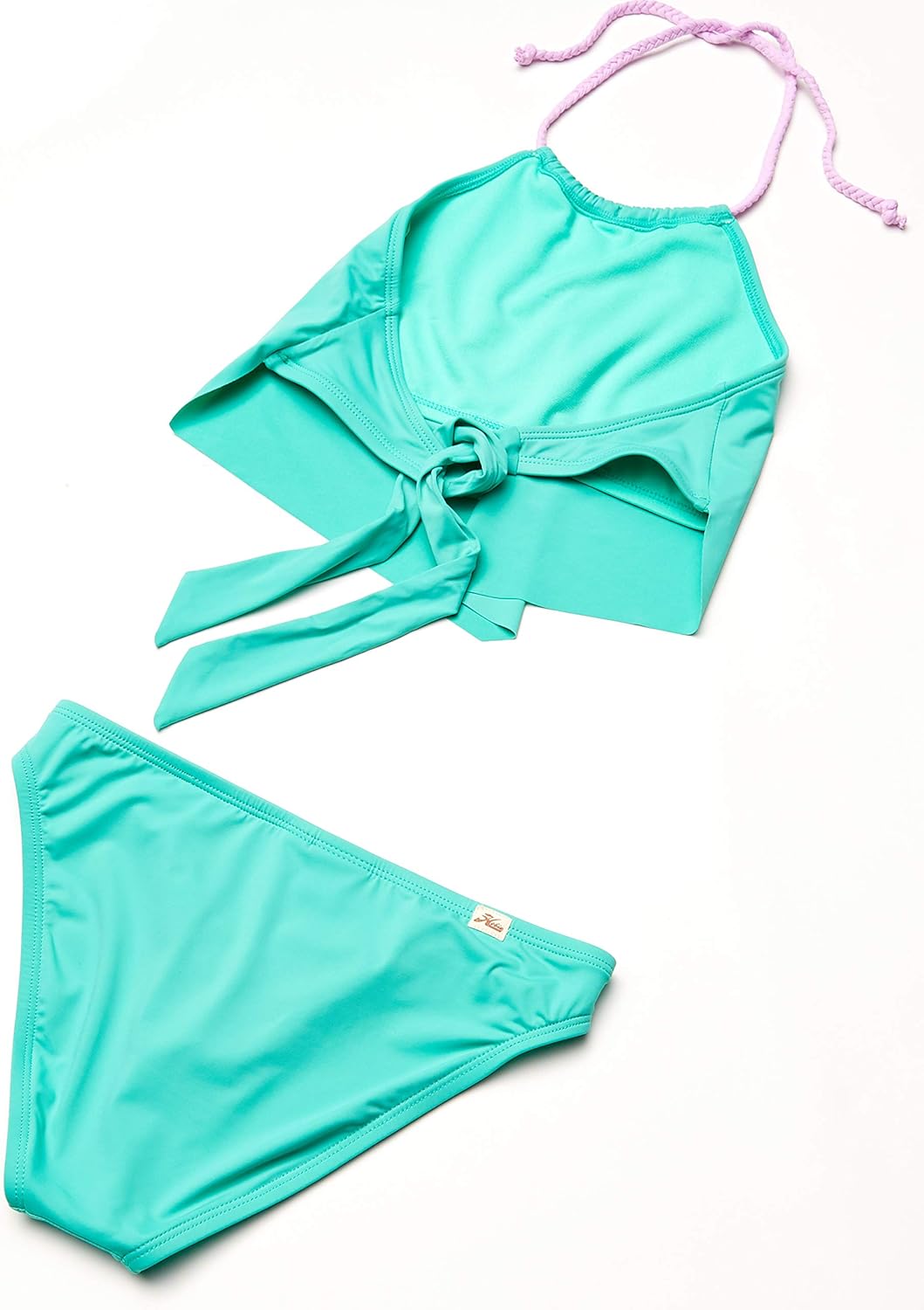 Hobie Girls' High Neck Scarf Tankini Top and Braided Side Hipster Bottom Swimsuit Set