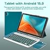 Tablet COOPERS Android 15, 10 pulgadas, 12GB RAM + 64GB ROM, expansible hasta 1TB, procesador Quad-core 1.8GHz, WiFi 6 5G, batería 6000mAh, doble cámara, 2 en 1 con teclado, mouse y lápiz óptico, Widevine L1, color azul 3