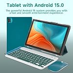 Android 15 Tablet, 10 inch 2 in 1 Tablets with Keyboard Mouse Case Stylus, 12GB+64GB+1TB Expandable, 1.8Ghz Quad-core Processor Computer, 1280*800 IPS HD Touchscreen, WiFi BT5.0 6000mAH Battery Laptop