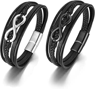 Bracciale Infinity In Pelle Intrecciata: Marrone Antico, Gioielli Per Coppie - Italia - Foto 9