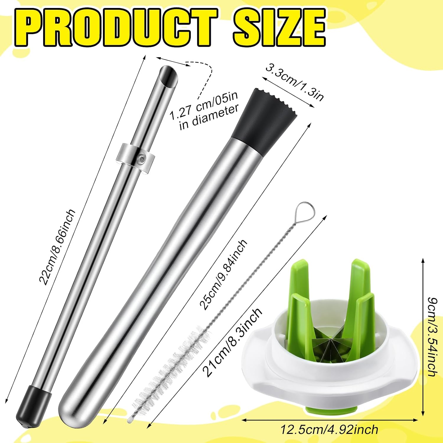 Honeydak 5 Pcs Straw Hole Puncher Set for Lemonade Plastic Lids Cups, with Muddler Lime Slicer 304 Stainless Steel Muddler and Hex Key Lemonade Stand Supplies