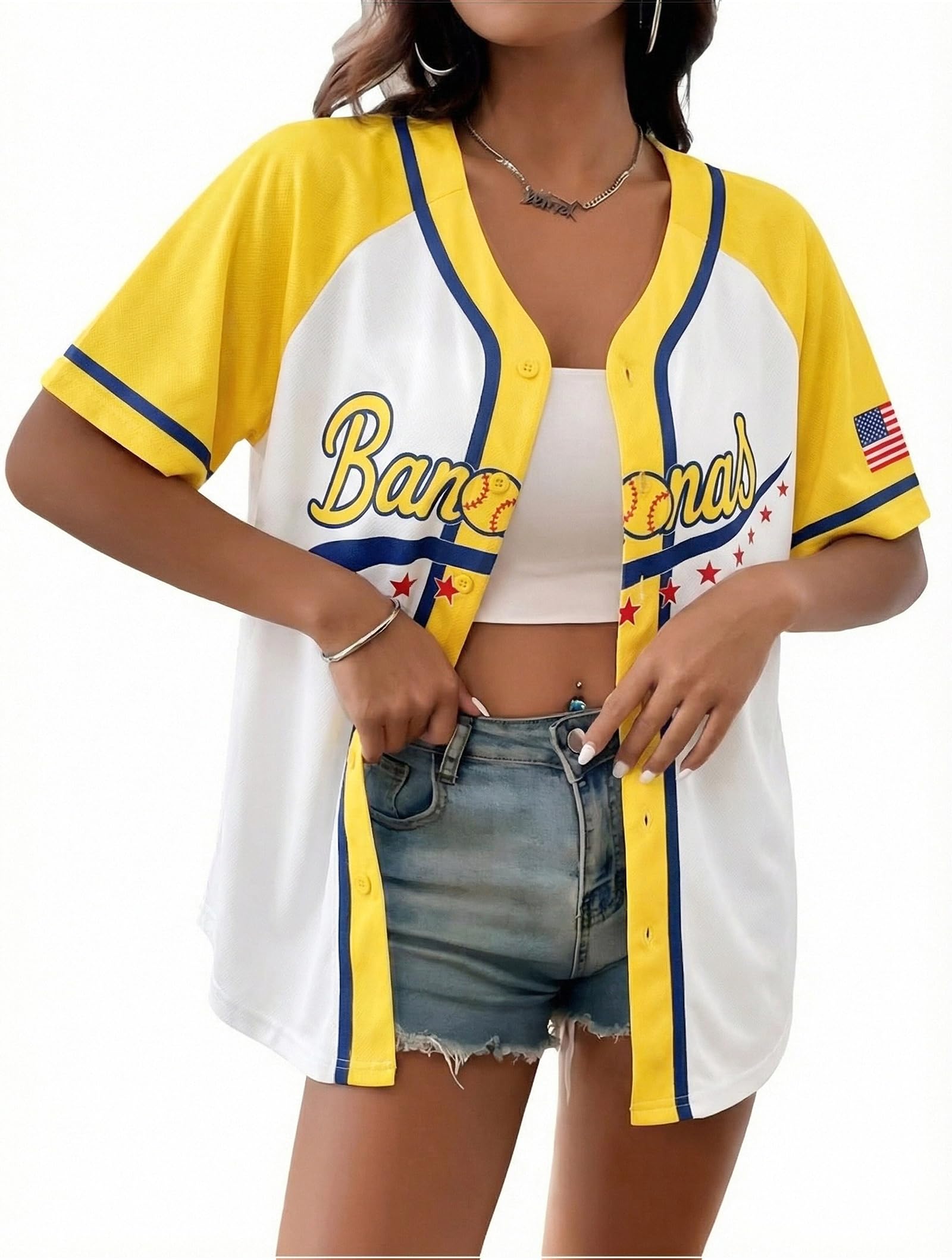 Baseball Jersey Women Game Day Shirt Baseball Player Graphic Tees Button up Short Sleeve Fan Tops