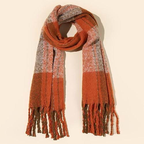 Miniatura 16 de Bufanda cálida para mujer, colorida y suave, cómoda, elegante chal de pashmina para clima frío, bufanda larga de moda, borla de coleta