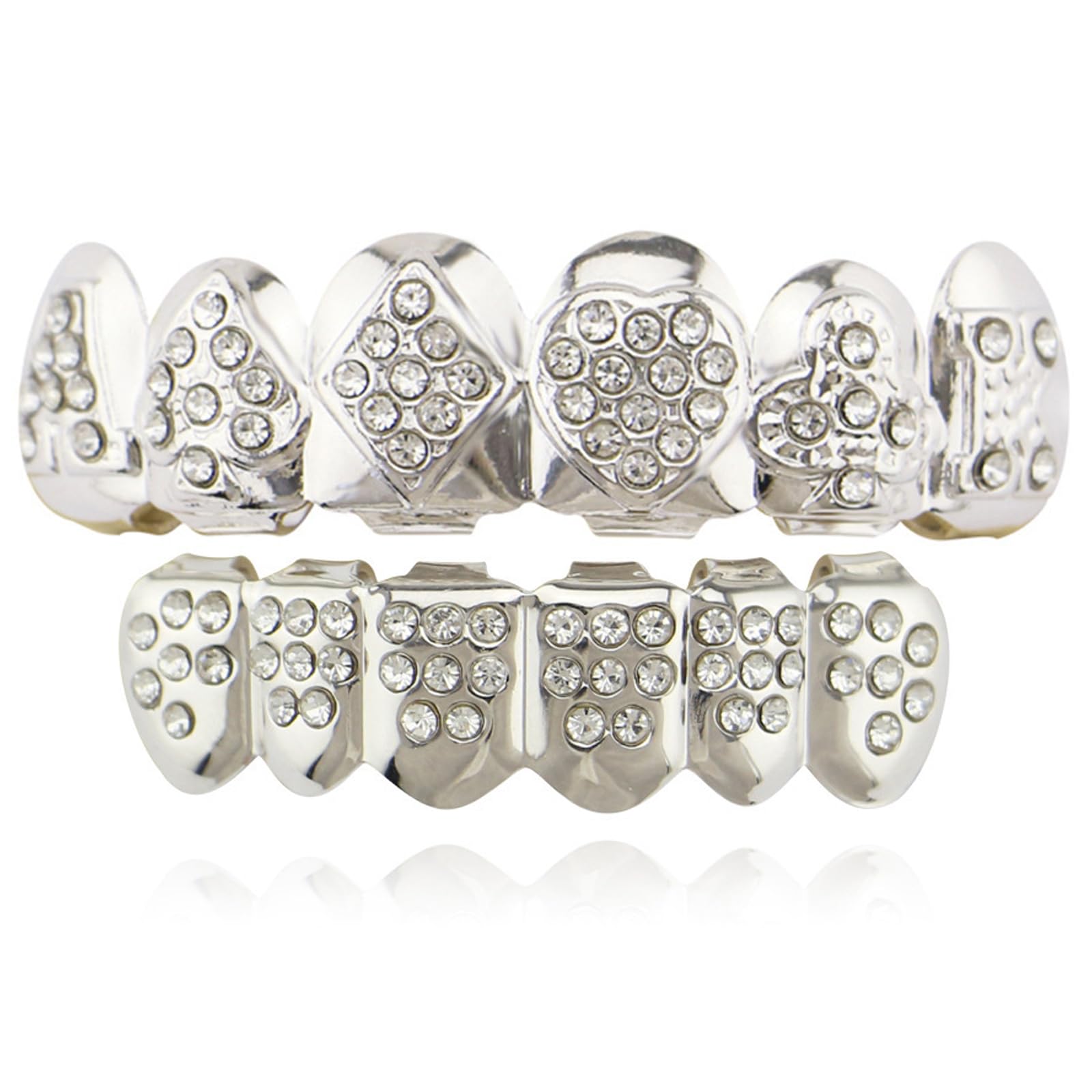 Qiwenr Hip Hop Teeth Grills, Rapper Braces, Bottom Grills, Hip Hop Custom Fit Polished Teeth Grillz, for Music Festivals, Fashion Shows, Halloween, Parties, Cosplay, Decoration — image 1