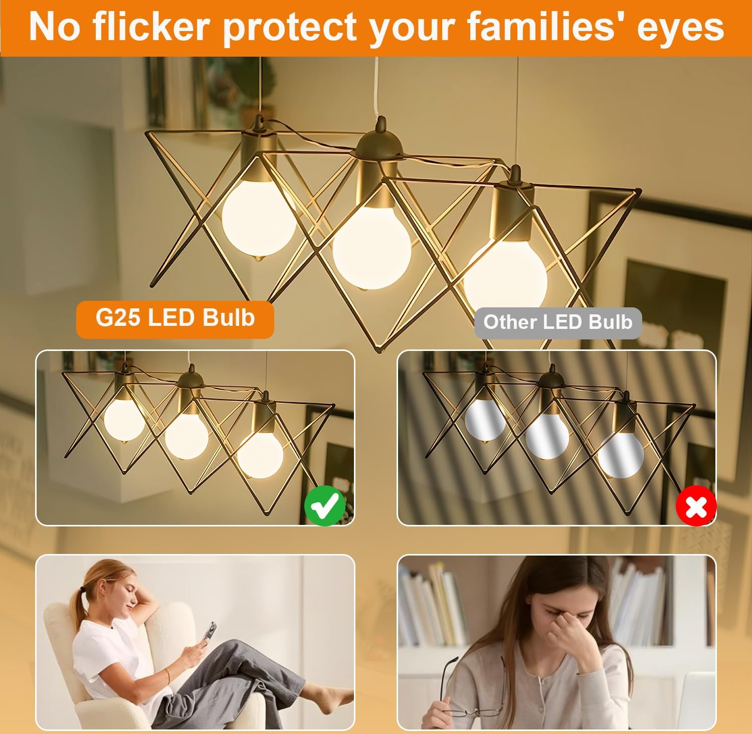 Vinaco Glass LED G25 Globe Light Bulbs 60W Equivalent, G25 Dimmable 2700K Warm White Round Frosted Vanity Light Bulb for Bathroom Mirror and Chandelier, 6 Pack Milky Frosted G 25 E26 Bulb with 450LM