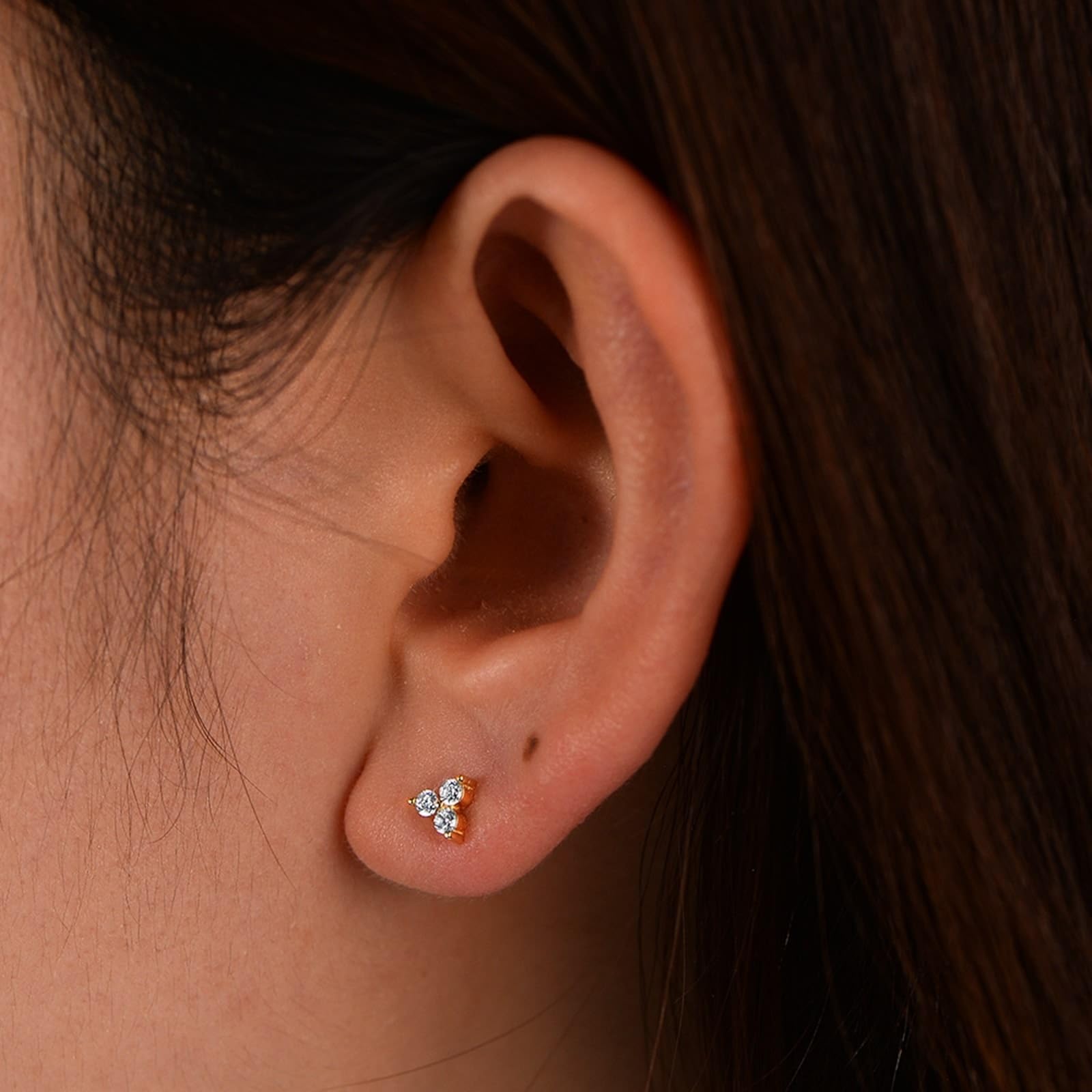 Pendientes de oro blanco 375 de 9 quilates con moissanita, triángulo Au375, pendientes de oro